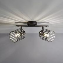 Plafondlamp 2 spots Metaal industrieel (L30,5 cm) Alma Zwart