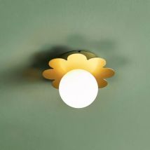 Wandlamp Metaal Fleur nacrée Wit en Goud