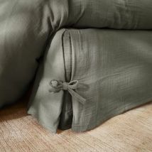 Cache-sommier Gaze de coton (140 x 190 cm) Gaïa Vert romarin