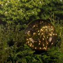 Borne de jardin solaire (D30 cm) Crystal 50 LED - Noir