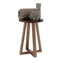 Tabouret plateau bois acacia (H43 cm) Lina marron - meuble de salle de bain