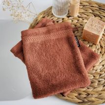 Lot de 2 gants de toilette coton bio (15 x 21 cm) Méline Terracotta