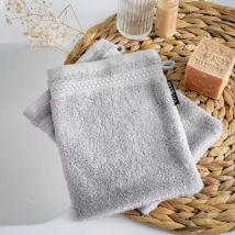 2er Set Waschlappen aus Bio-Baumwolle Méline Hellgrau