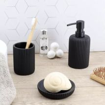Badezimmer Set Kunstharz Strié Schwarz