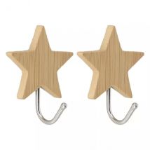 Set di 2 ganci adesivi 3M bambù (H6 cm) Stelle