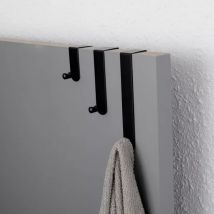 Lot de 3 patères de porte acier inoxydable (H7-13-19 cm) Noir