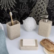 Set d'accessoires salle de bain effet Sable Beige