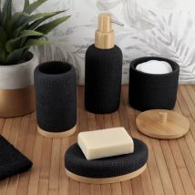 Set d'accessoires salle de bain effet Maille Noir