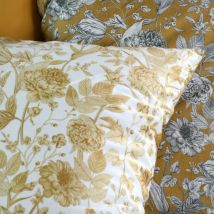 Taie d'oreiller carrée percale de coton (63 x 63 cm) Jacinthe Jaune moutarde