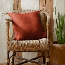 Coussin carré lin lavé (45 cm) Louise Terracotta
