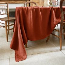 Tafelkleed rechthoekig gewassen linnen (L350 cm) Louise Terracotta