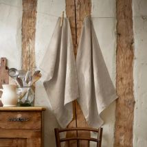 Lot de 2 essuie-mains lin lavé (50 x 70 cm) Louise Beige