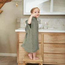 Poncho da bagno per bambini in garza di cotone 6/10 anni Gaïa Verde rosmarino