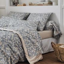 Funda de almohada en percal de algodón (L200 cm) Lison Gris