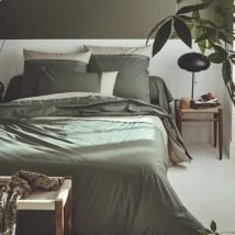 Housse de couette percale de coton (280 x 240 cm) Noa Vert kaki
