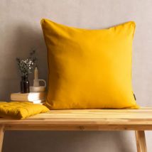 Coussin carré coton (60 x 60 cm) Pixel Jaune moutarde