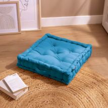 Coussin de sol coton (50 x 50 cm) Pixel Bleu turquoise