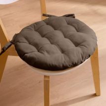 Coussin de chaise rond coton (40 cm) Pixel Taupe
