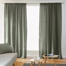 Rideau gaze de coton galon fronceur (140 x 240 cm) Gaïa Vert romarin