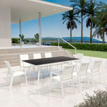 Gartentisch Aluminium/HPL 10 Pers. (220 x 115 cm) Biarritz - Stein-Optik Anthrazitgrau/Weiß