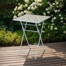 Table bistro carrée pliable mosaïque Florida - Bleu clair