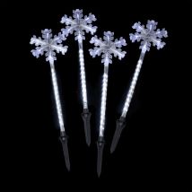 Set di 4 picchetti luminosi Fiocchi di neve H75 m Bianco freddo 164 LED