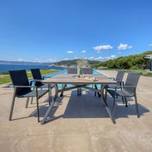 Mesa de jardín en aluminio 8 lugares (136 x 136 cm) Amalfi - Gris antracita