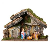 Beleuchtete Weihnachtskrippe mit Figuren (H29 cm) Sainte-Olivia