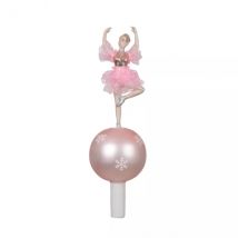 Puntale di Natale di albero in vetro Ballerina Rosa