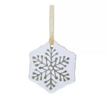 Schneeflocke aus Glas (D7 cm) Chamonix Weiß Pailletten