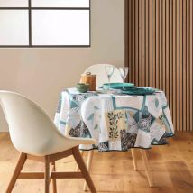 Runde fleckenabweisende Tischdecke (180 cm) Faya Salbeigrün