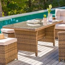 Table de jardin aluminium/résine tressée 6 places (145 x 85 cm) Tivoli - Naturel - Résine tressée