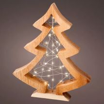 Sapin lumineux à piles 36 LED (H27 cm) Astre en bois Blanc chaud