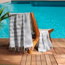 Fouta coton recyclé doublé éponge (100 x 200 cm) Coralia Blanche