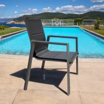 Fauteuil de jardin empilable aluminium Portofino - Gris anthracite