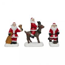 Set di 3 statuette per villaggio (H7 cm) Babbo Natale al lavoro