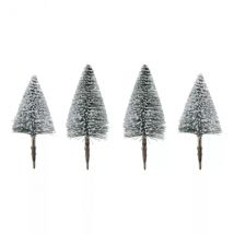 Set van 4 sparren op clip (H16- H13 cm) Betoverd Bos besneeuwd Groen