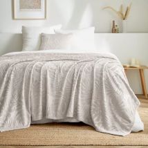 Plaid doux flanelle (220 x 240 cm) Flore Ecru