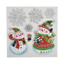 Weihnachtsaufkleber für Fenster Schneemann und Schneeflocken