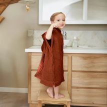 Poncho de bain enfant gaze de coton 6/10 ans Gaïa Terracotta