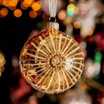 6er Set Weihnachtskugeln aus Glas (D80 mm) Feuerwerk Helles Gold