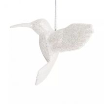 Kerstophanging (H7 cm) Glitterende Witte Kolibrie Vogel