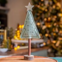 Sapin en feutrine à poser (H27 cm) Alpin Menthe blanche