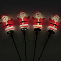 Set van 4 zonne-energie tuinpinnen (H40 cm) Verlichte Kerstman Warm Wit