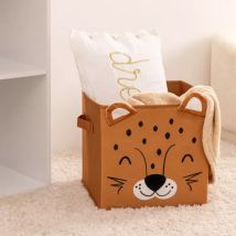 Panier de rangement pliant velours enfant (29 x 29 cm) Léo Marron