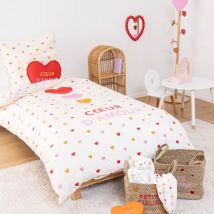 Housse de couette et une taie enfant coton (140 x 200 cm) Amour Multicolore