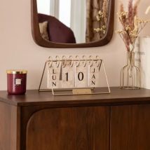 Ewiger Metallkalender (H17 cm) Herbst Rose