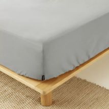 Drap housse percale de coton (160 x 200 cm) Cali Gris clair