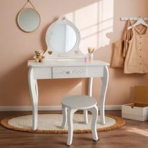 Coiffeuse et tabouret enfant bois (H102 cm) Hanna Blanche