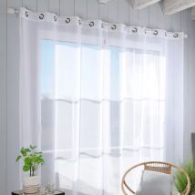 Voilage grande largeur œillets (300 x 280 cm) Monna Blanc